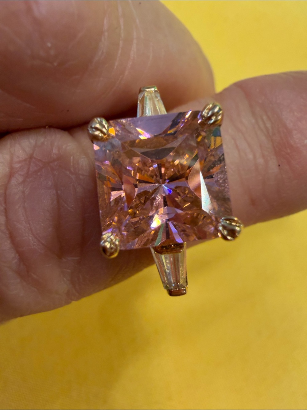 Park Lane Pink Square Stone Gold Tone Ring – Size 10